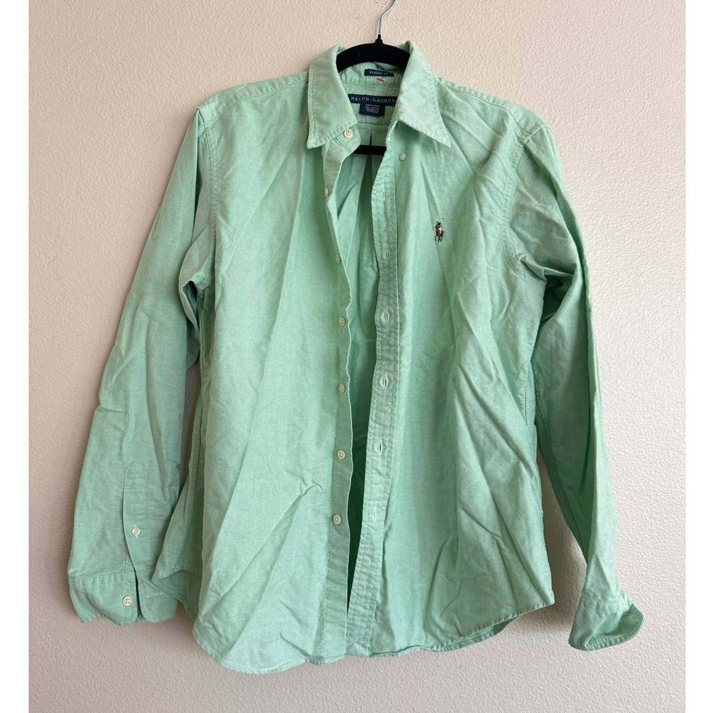 Polo Ralph Lauren Mint Green Oxford Button Down Shirt Preppy Old Money 14 M